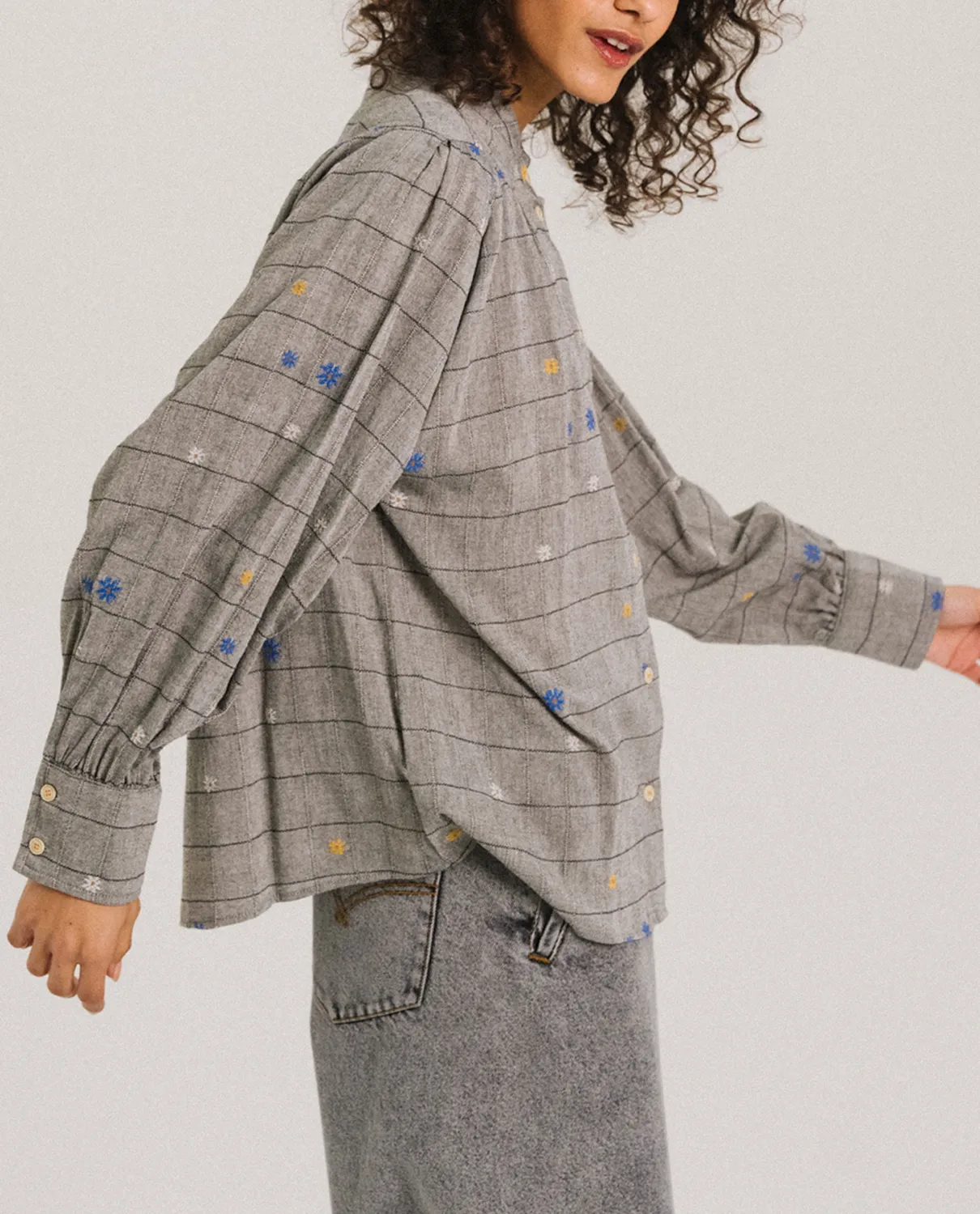 Tinsels Forest Songs blouse coton jacquard