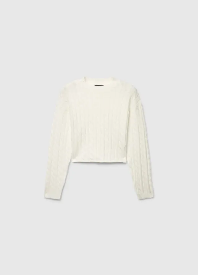 Calliope pull crop torsadé femme col rond