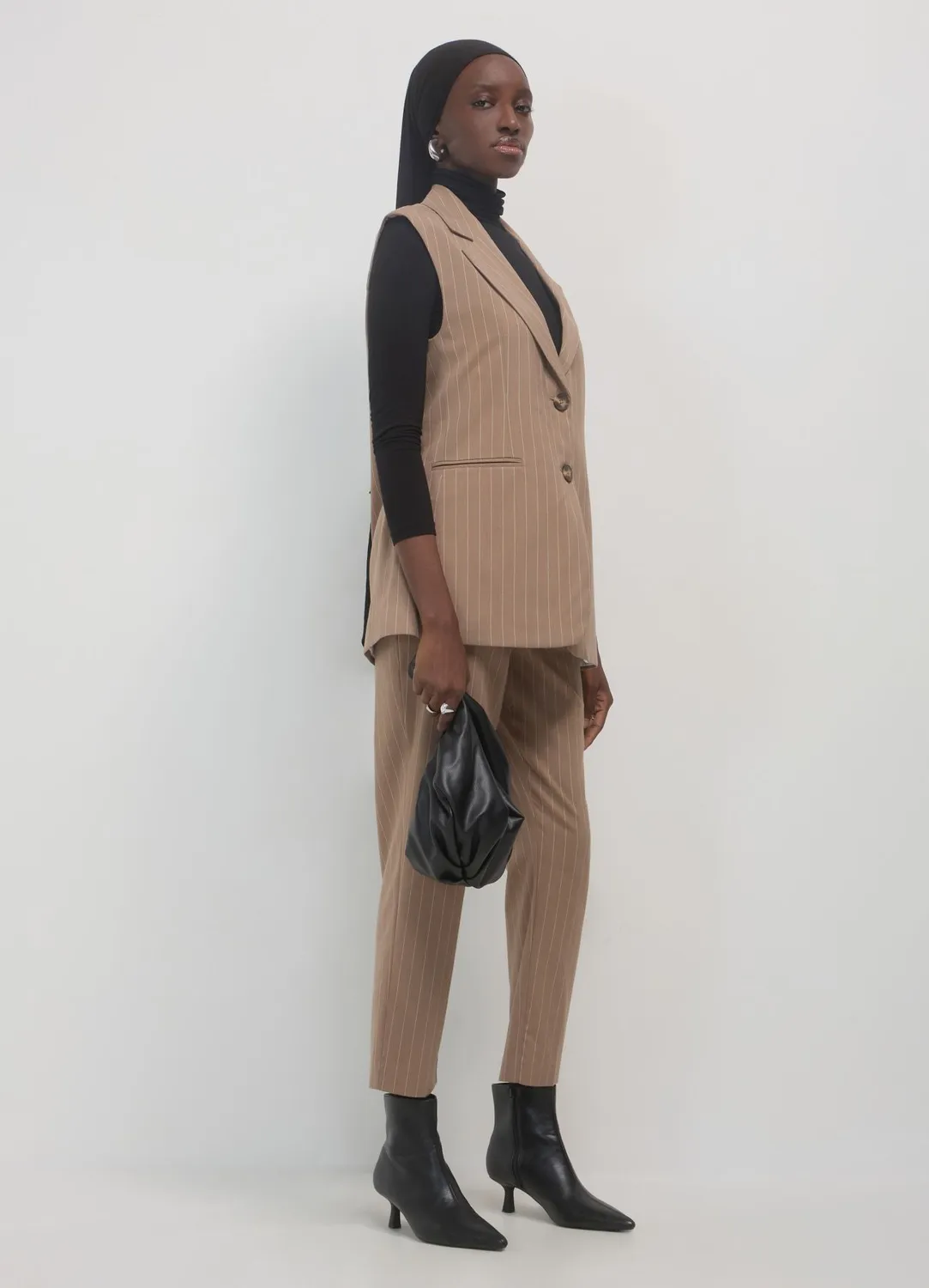 Calliope gilet tailleur femme rayé 2 boutons