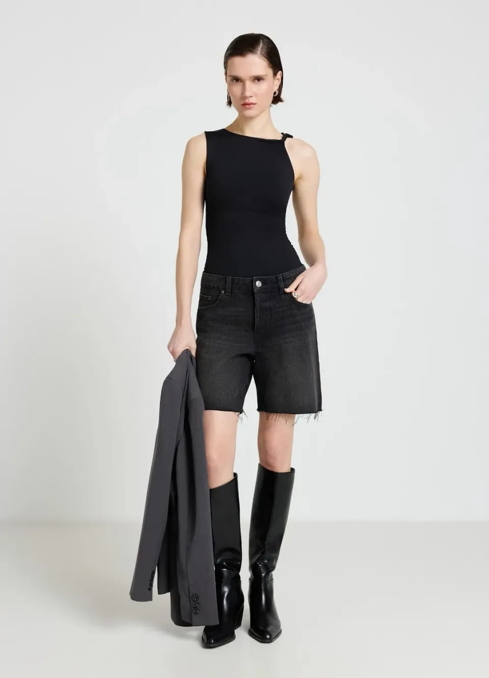 Calliope Top drapé à nœud top femme asymétrique