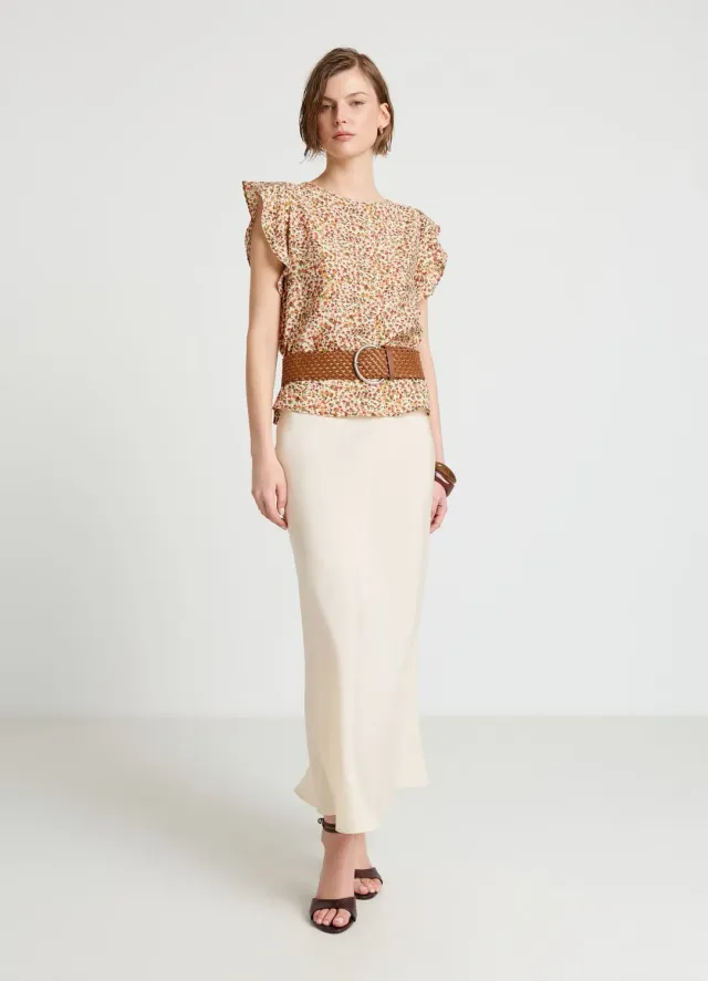 Calliope blouse à fleurs manches ruché femme