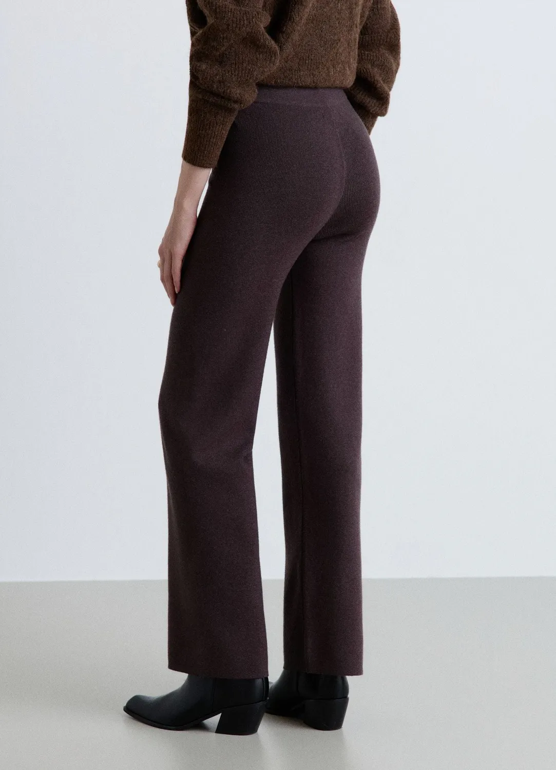 Calliope pantalon maille droit taille haute uni