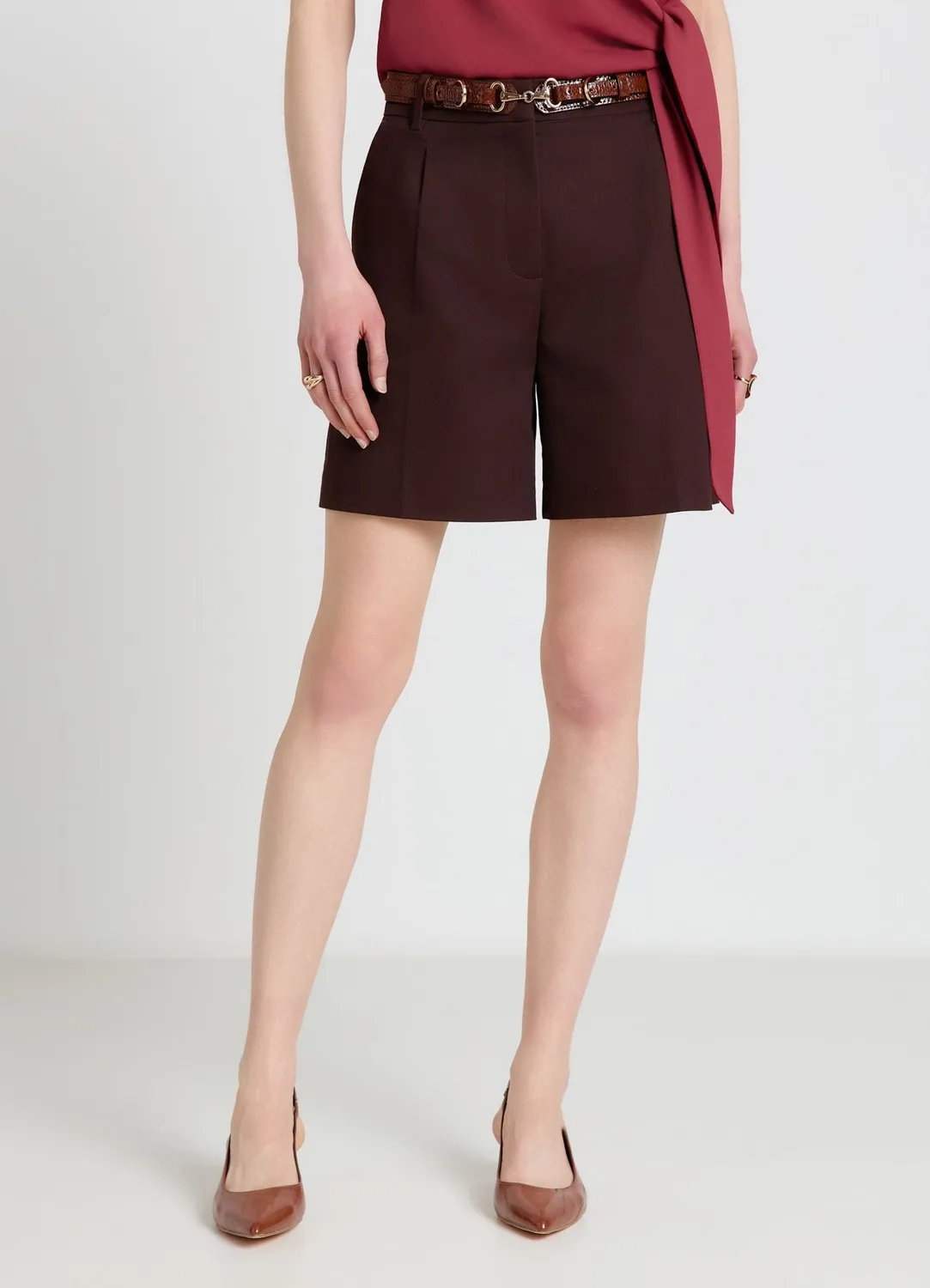 Calliope bermuda femme taille haute uni bureau