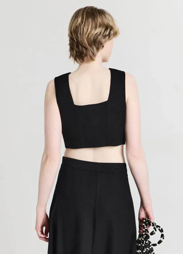 Calliope top court boutonné femme crop