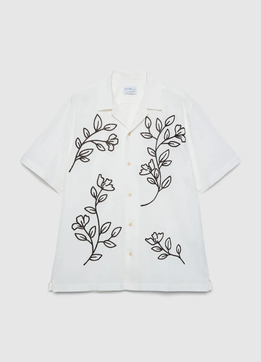 Calliope chemise bowling homme broderie florale manches courtes