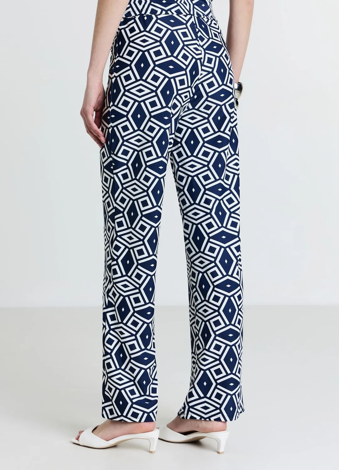 Calliope Palazzo pantalon large femme imprimé taille élastique