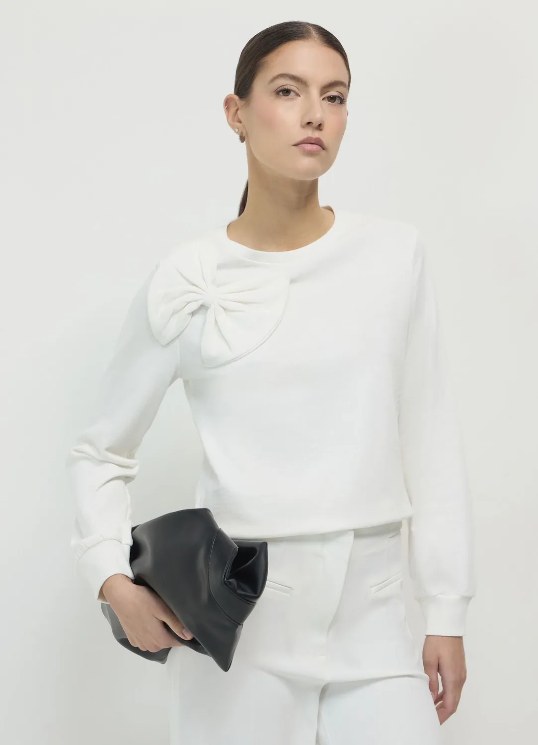 Calliope sweat col rond nœud coton femme