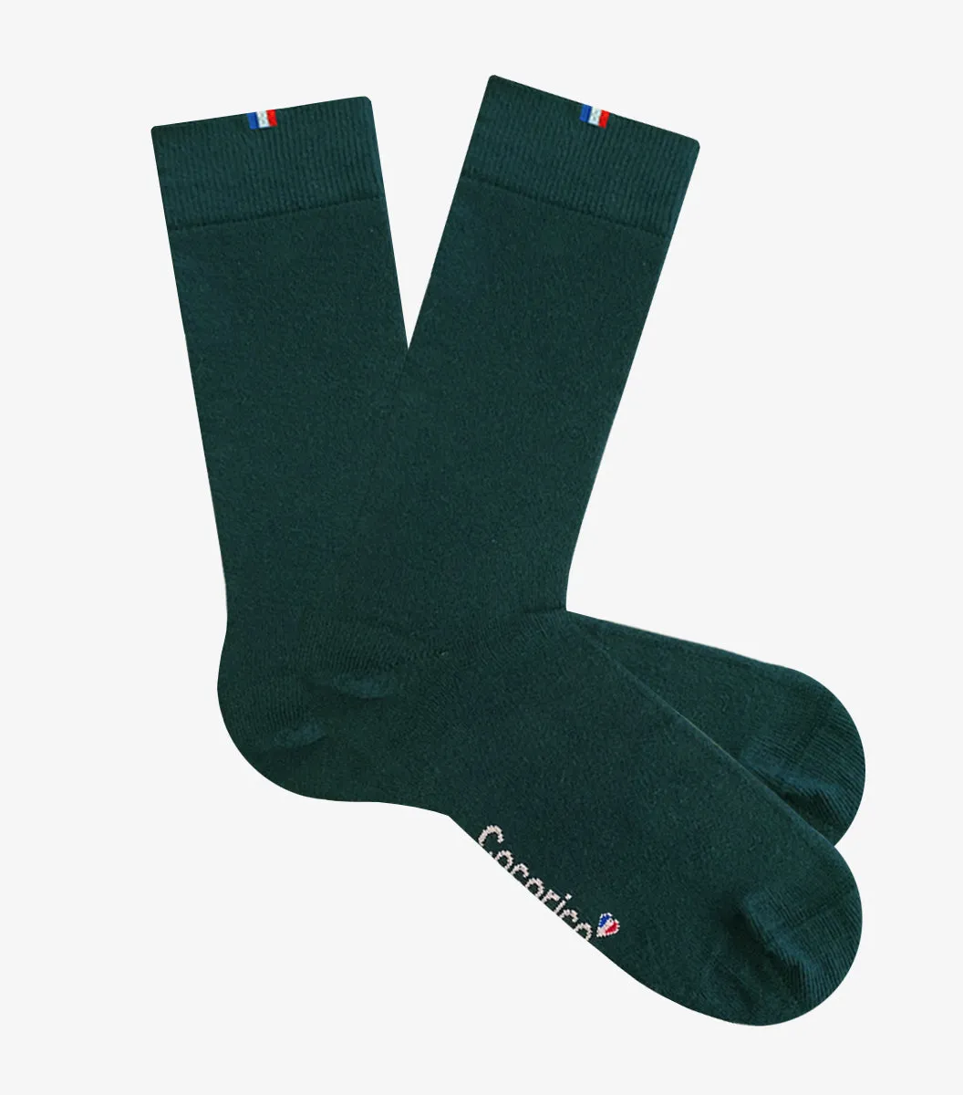 Cocorico chaussettes homme vert coton