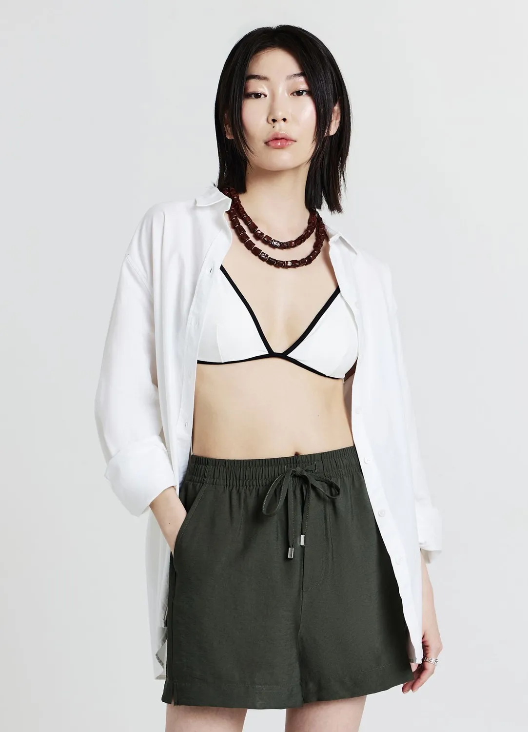 Calliope short femme uni à cordon regular