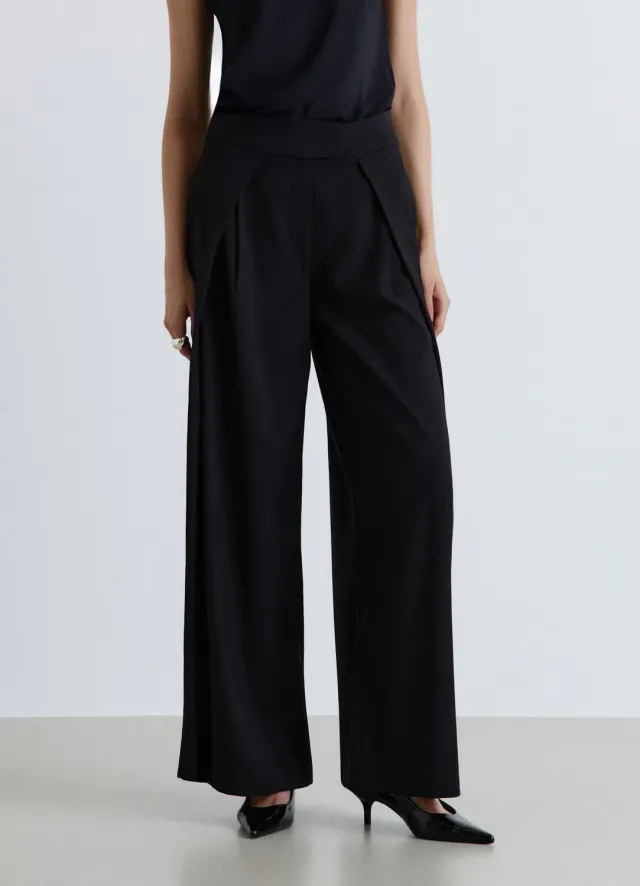 Calliope pantalon palazzo femme taille haute plis