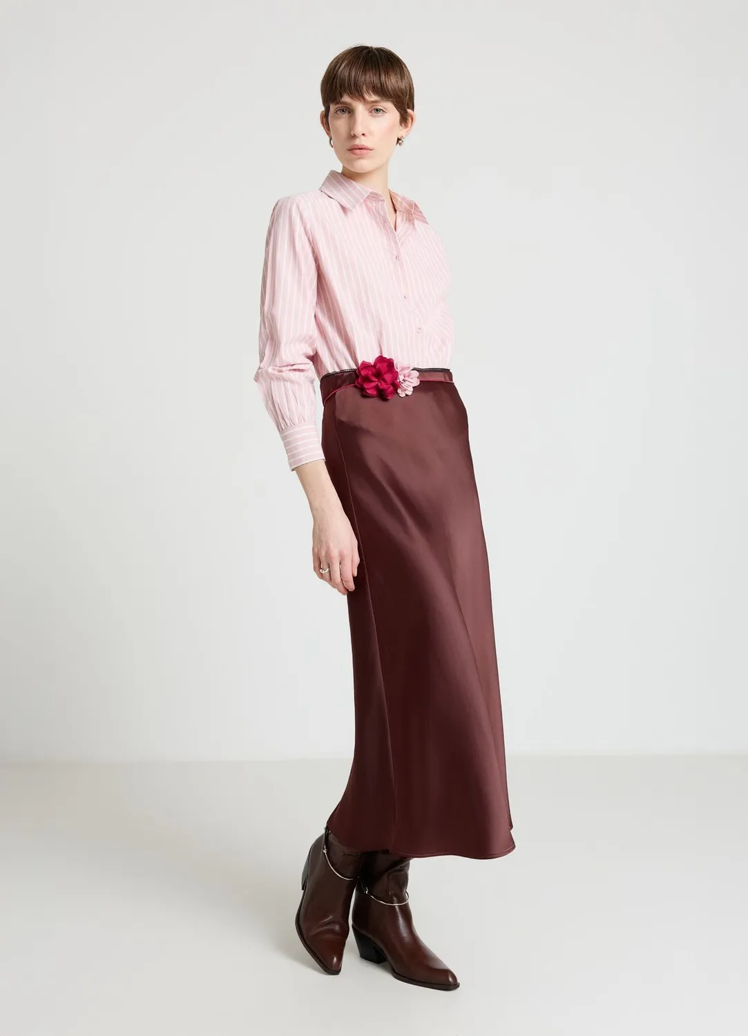 Calliope chemise rayée femme S crop à pinces