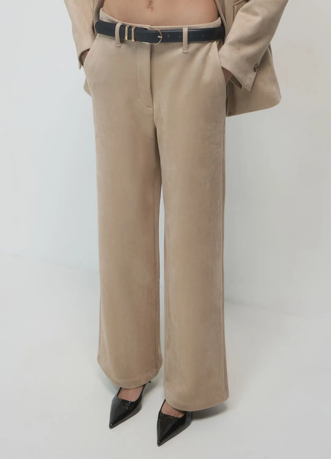 Calliope pantalon palazzo femme effet daim