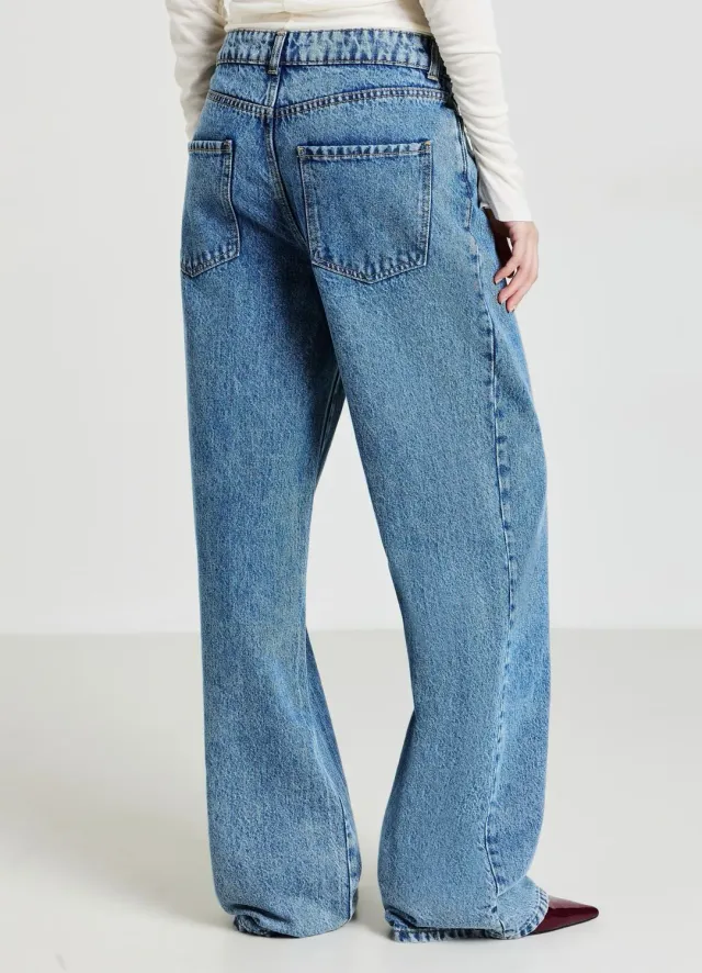 Calliope jean dentelle macramé femme coupe longue
