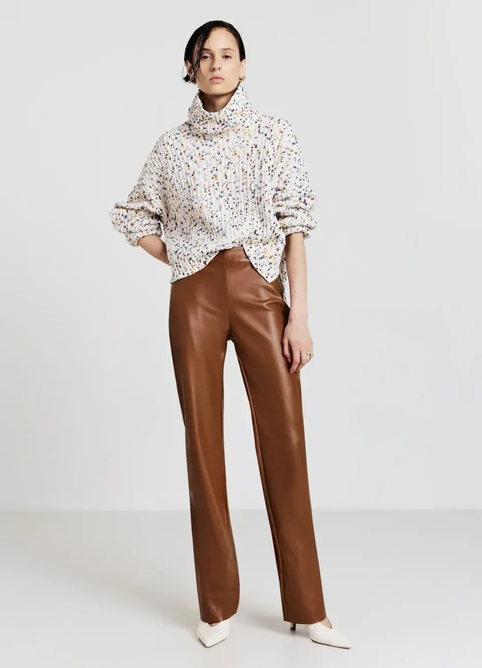 Calliope pull col roule femme maille fantaisie