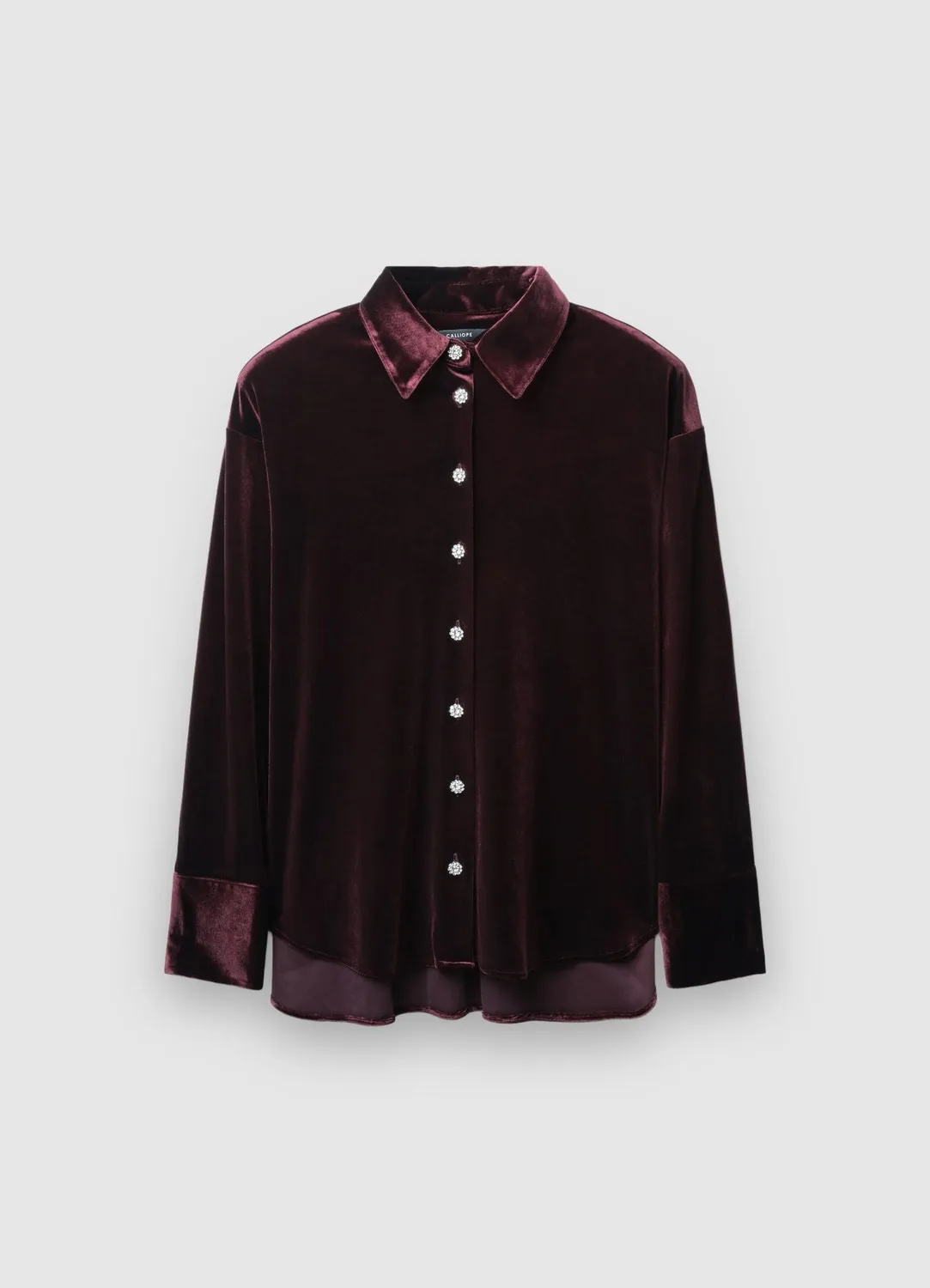 Calliope chemise effet velours boutons bijou femme