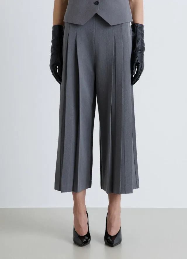 Calliope pantalon culotte femme taille haute plissé