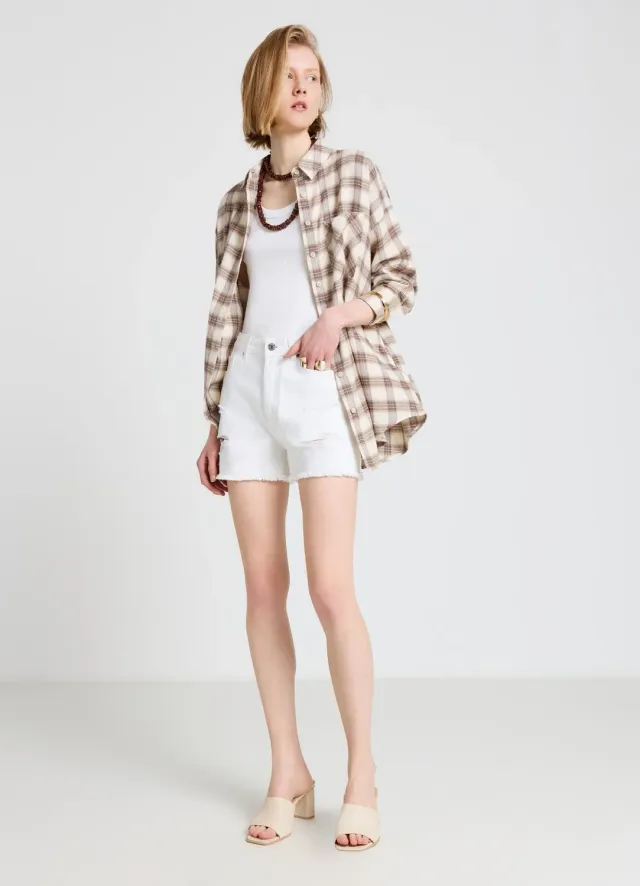 Calliope short denim mom fit femme déchiré
