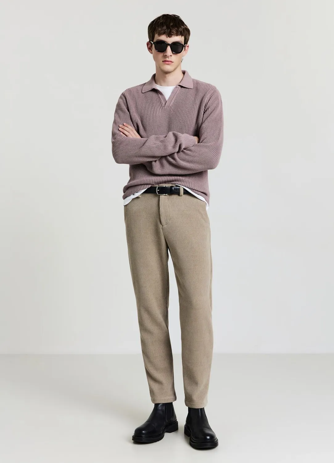 Calliope Pantalon chino effet velours côtelé homme coupe regular