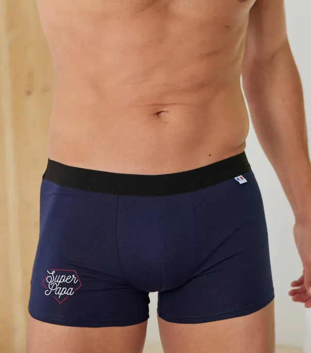 Cocorico Super Papa boxer homme marine coton