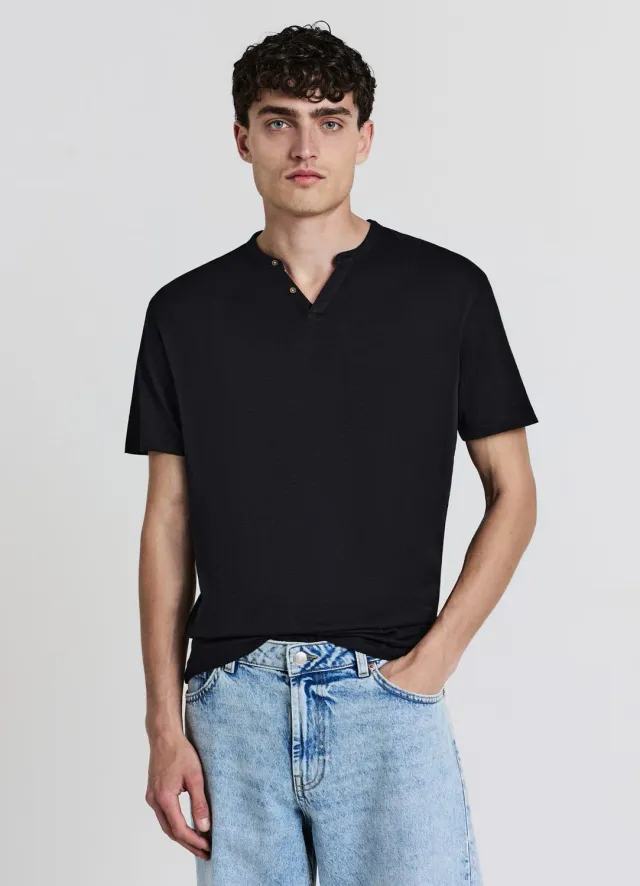 Calliope t-shirt serafino coton uni homme manches courtes