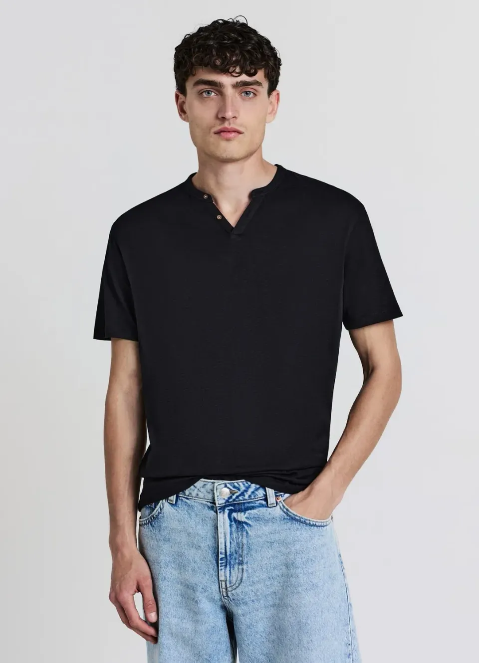 Calliope t-shirt serafino coton uni homme manches courtes