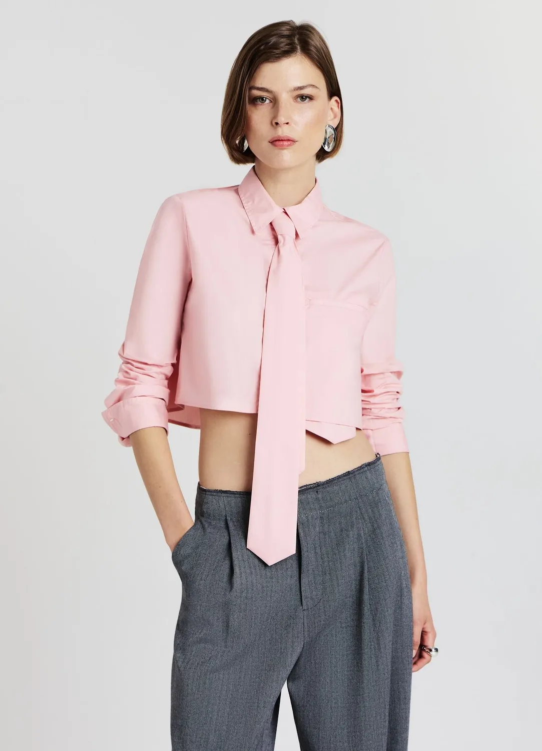 Calliope chemise crop coton à cravate femme
