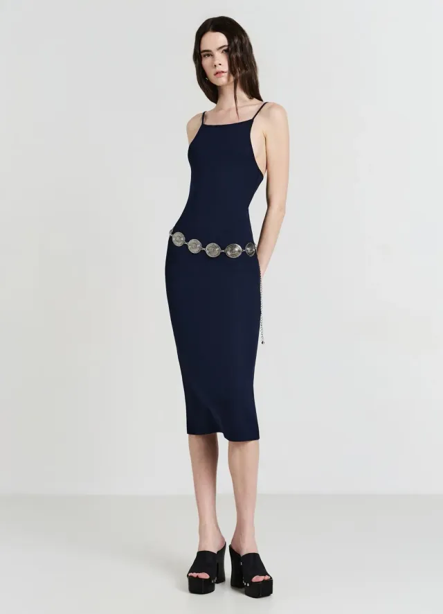 Calliope robe longue femme côtelée bretelles