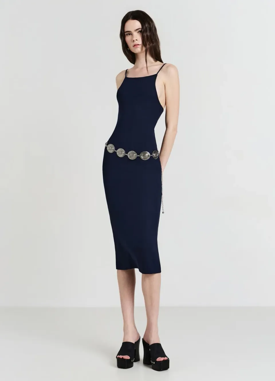 Calliope robe longue femme côtelée bretelles