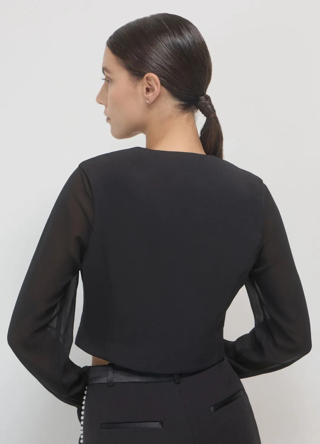Calliope gilet transparent manches longues col V femme