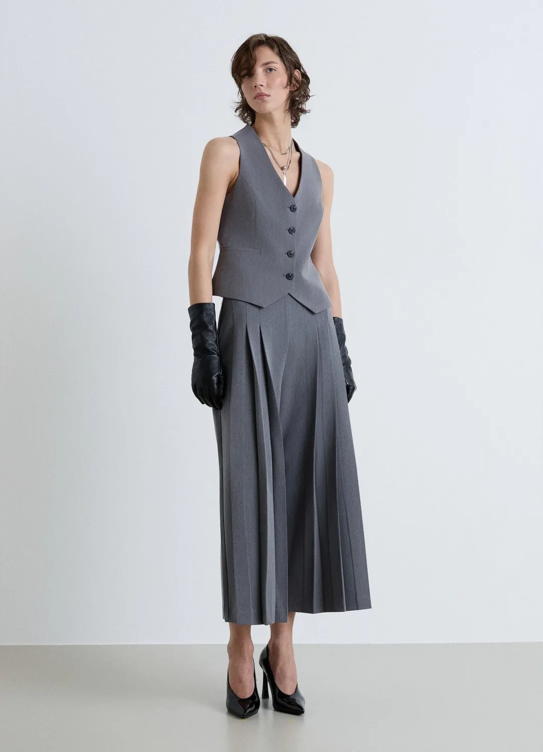 Calliope pantalon culotte femme taille haute plissé