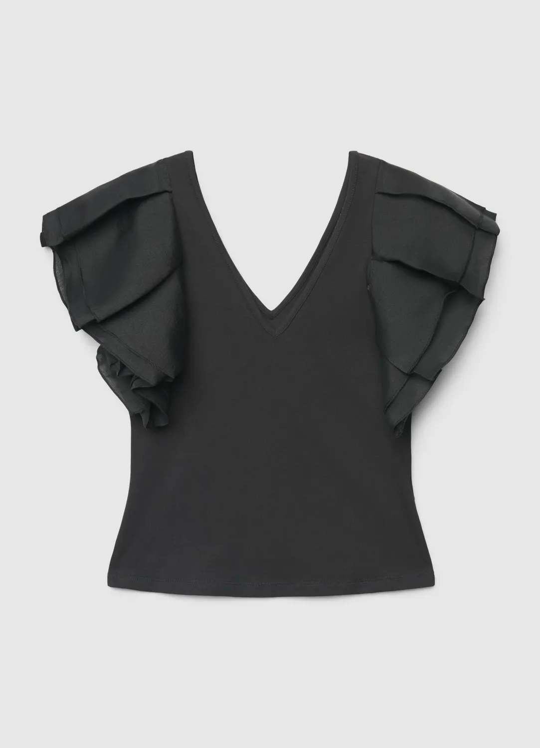 Calliope t-shirt col V manches volants femme uni