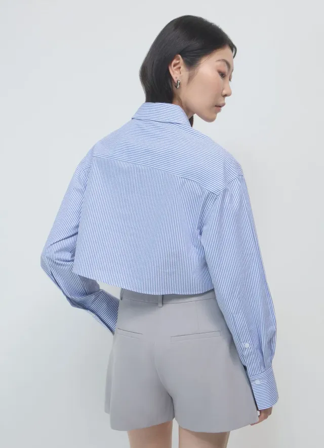 Calliope chemise crop à rayures femme manches longues