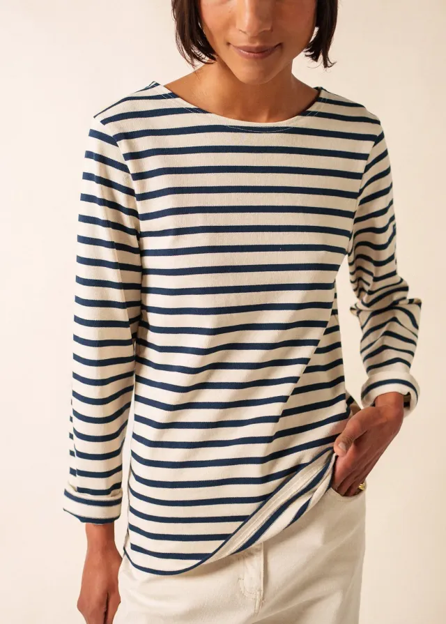 Saint James Méridien marinière écru/marine coton