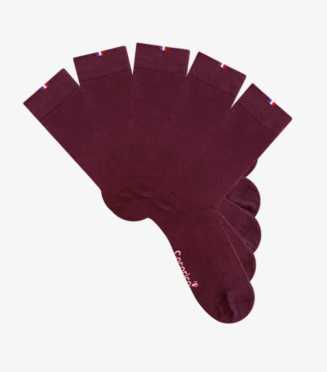 Cocorico Intemporel Chaussettes homme bordeaux x5 coton