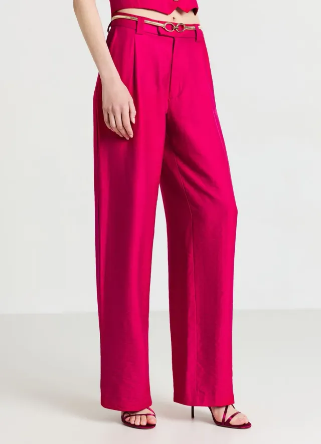 Calliope pantalon palazzo uni poches latérales