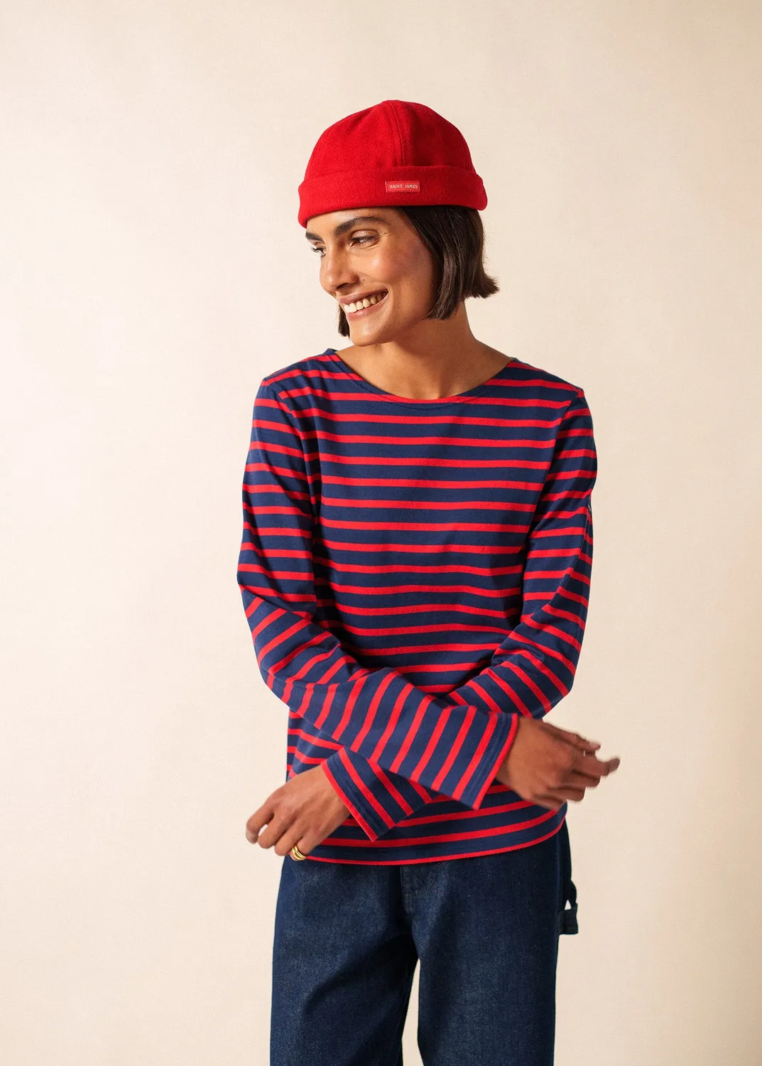 Saint James Miki bonnet marin rouge laine