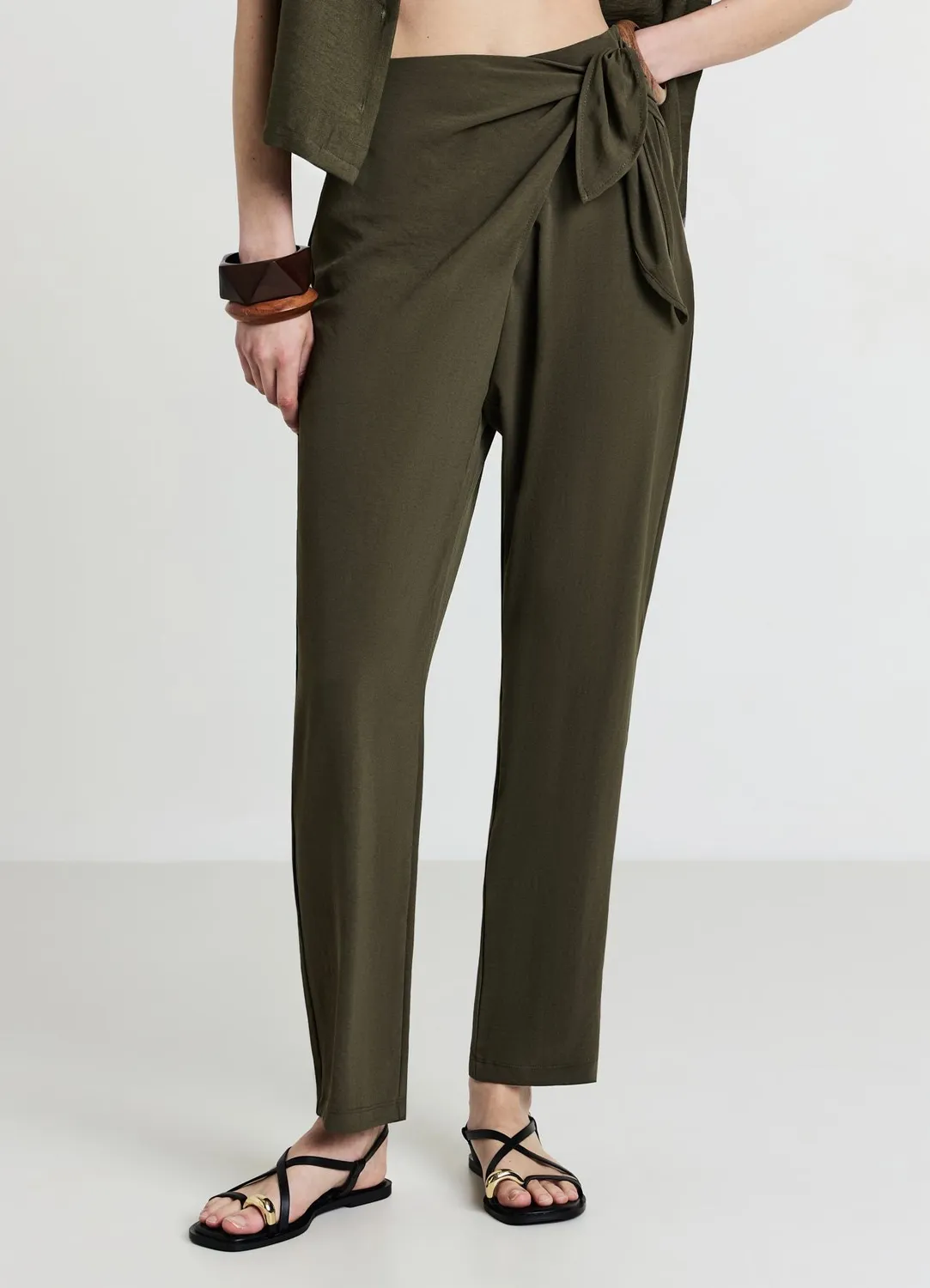 Calliope pantalon long nœud femme uni