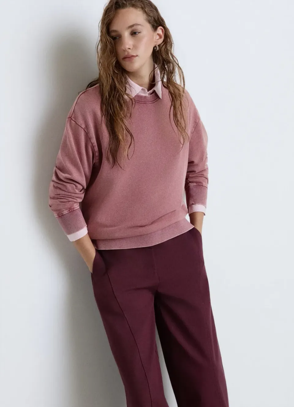 Calliope sweat col rond uni femme S coton