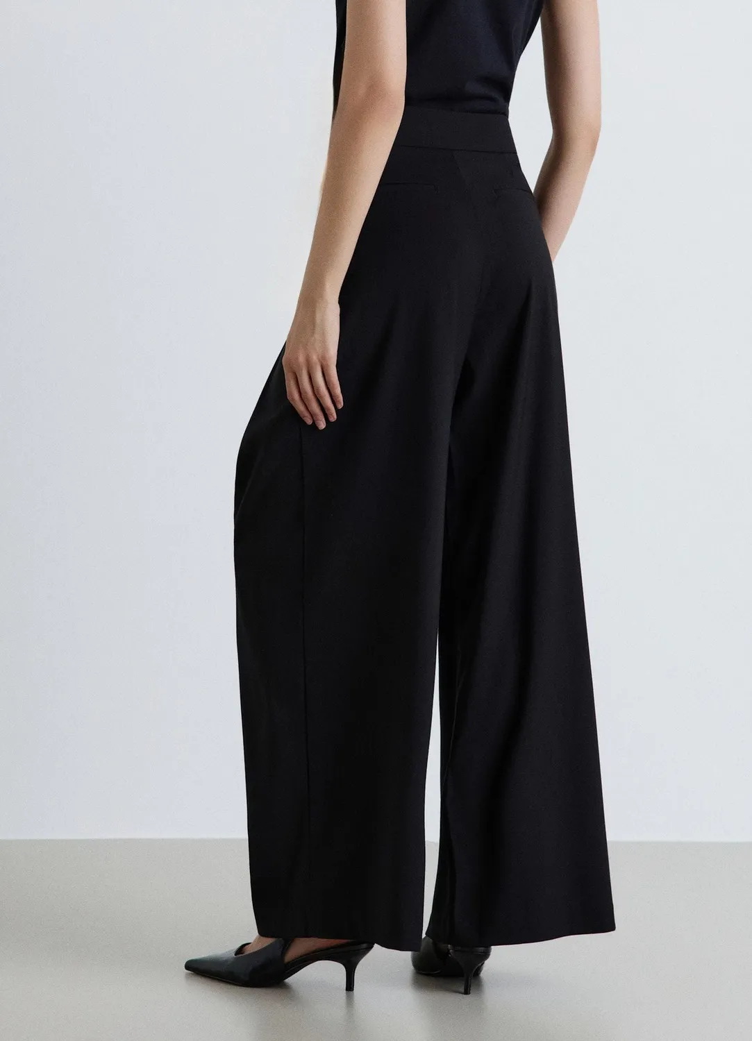 Calliope pantalon palazzo femme taille haute plis