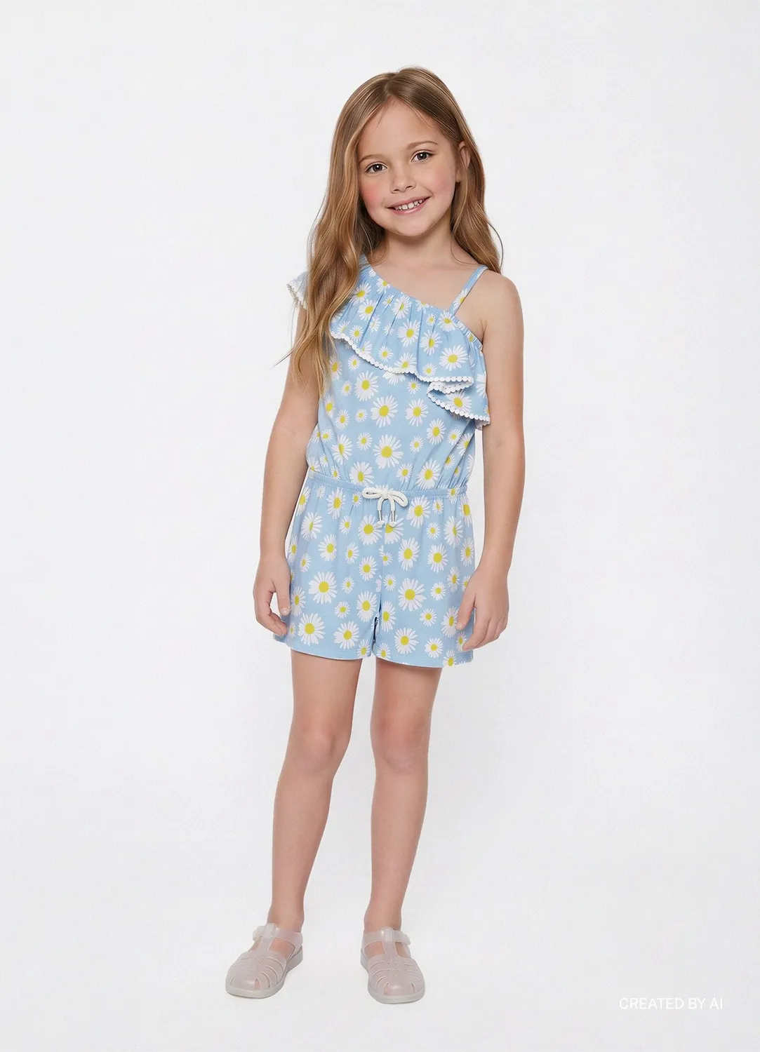 Calliope combishort fille monospalla fleurs volant