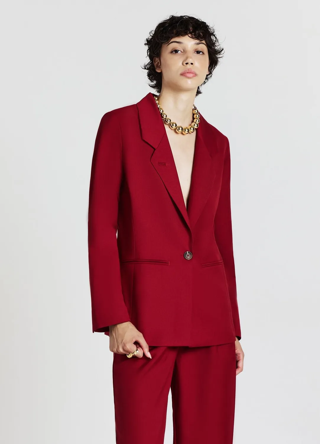 Calliope Blazer Femme Uni Col Montant 2 Boutons