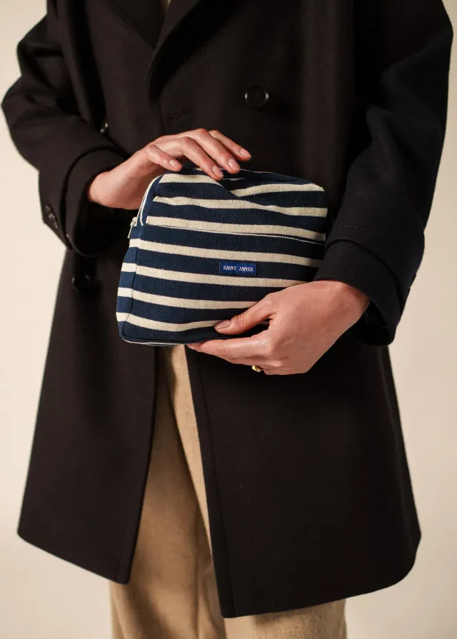 Saint James trousse rayée coton marine écru