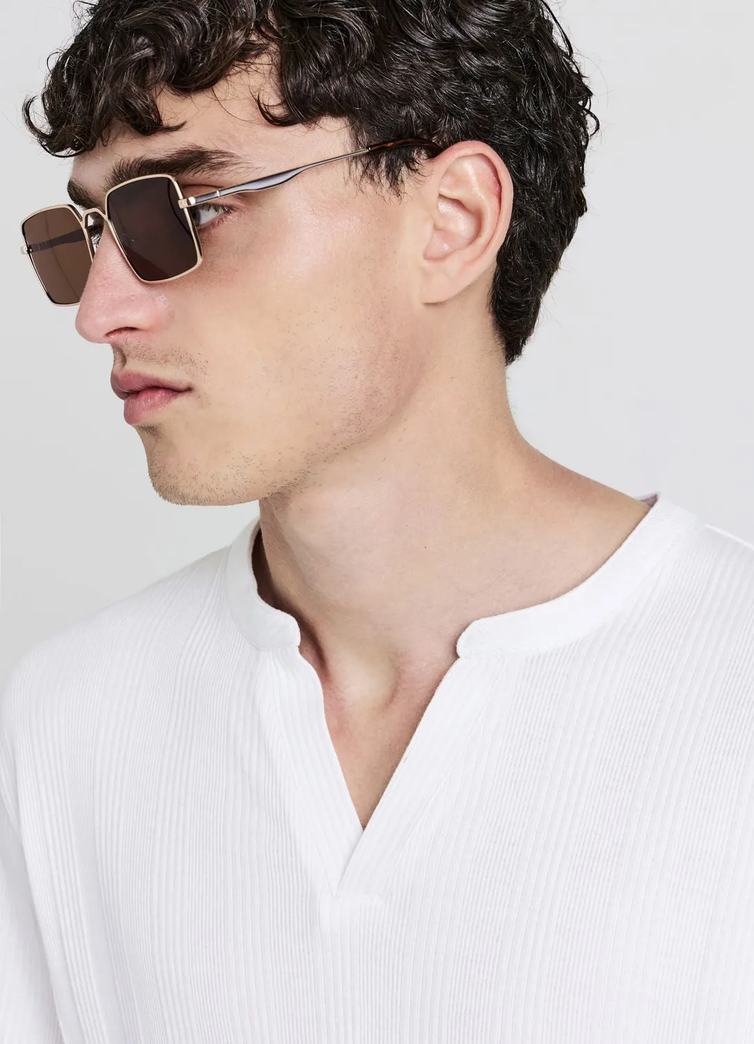 Calliope t-shirt serafino homme coton uni manches courtes