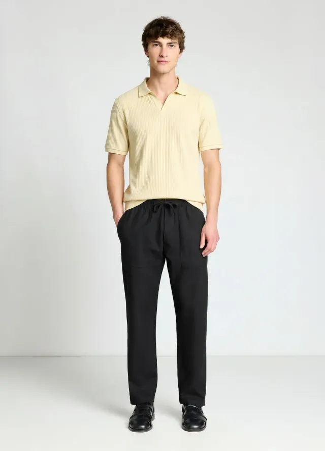 Calliope polo homme côtelé col V sans boutons