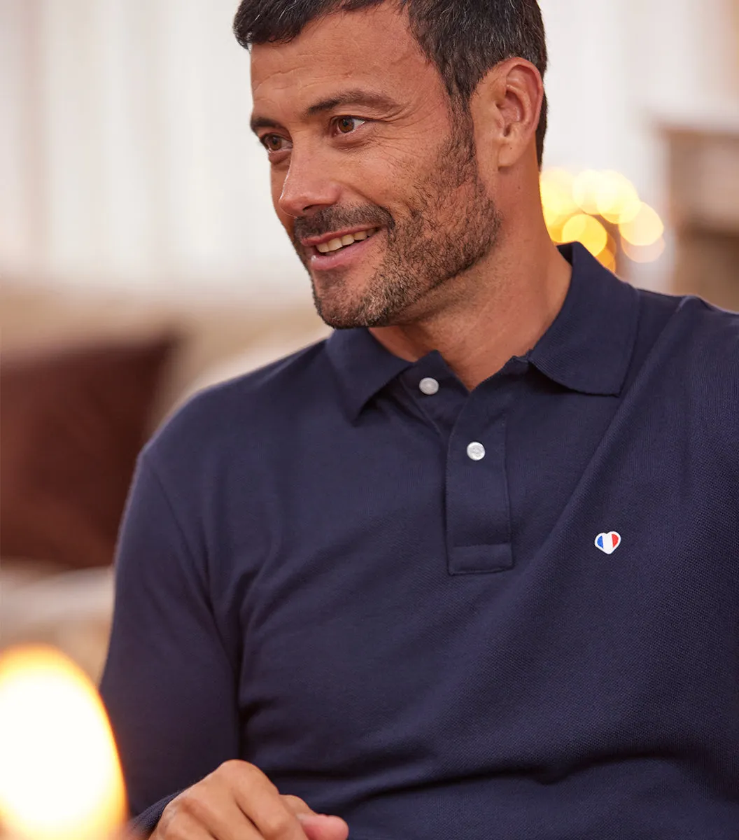 Cocorico Iconique polo manches longues homme marine piqué