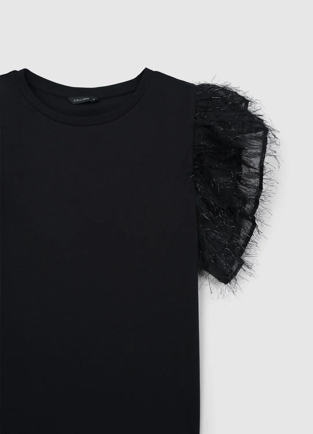 Calliope t-shirt volants col rond femme coton
