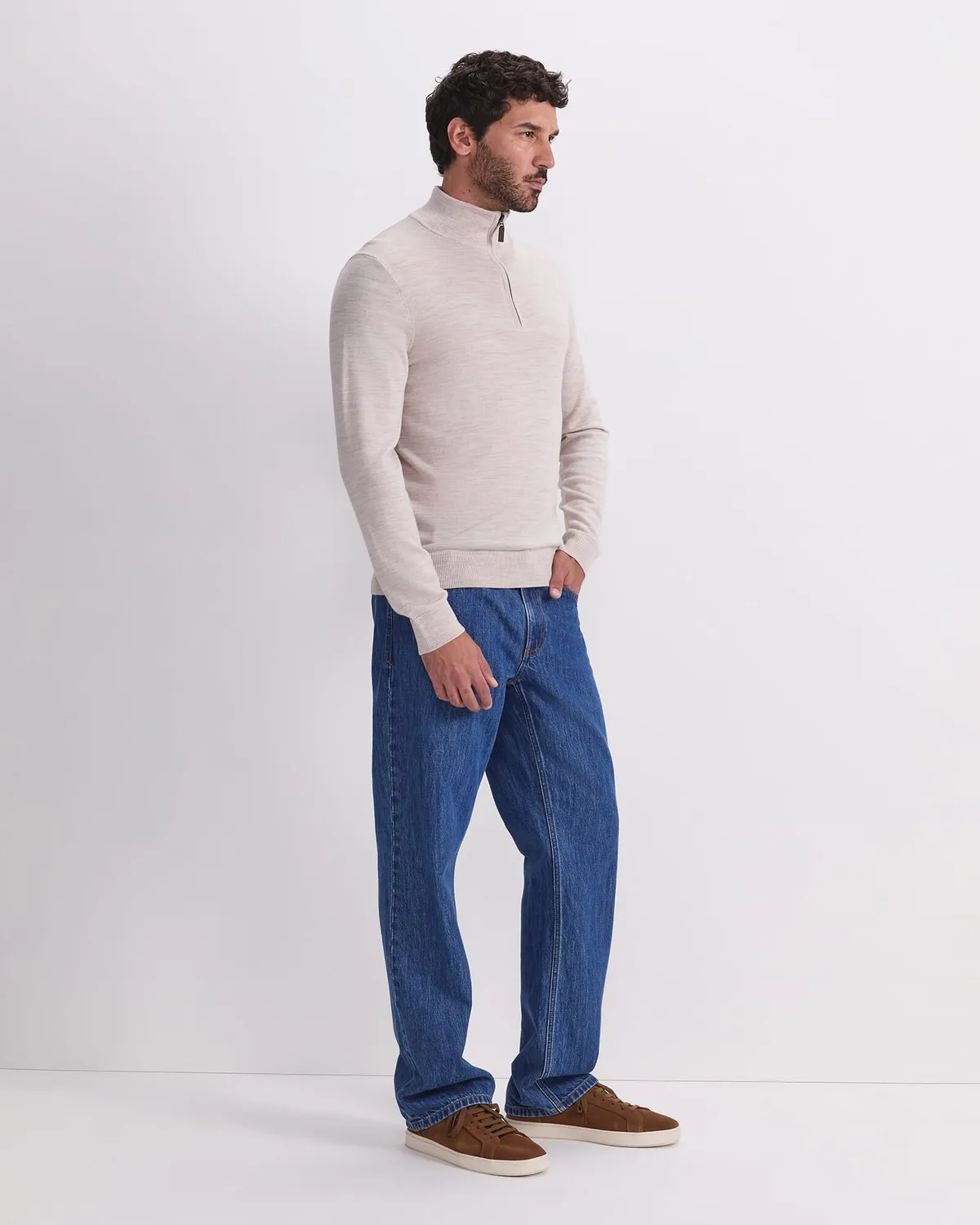 Sportscraft Merino pull col zippé laine homme quart zip