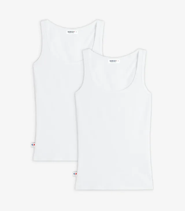 Cocorico Intemporel Débardeur Femme Blanc x2 coton