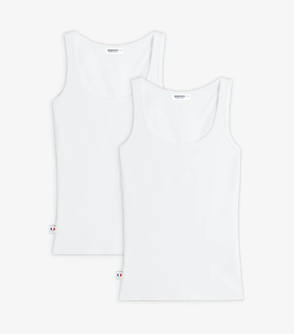 Cocorico Intemporel Débardeur Femme Blanc x2 coton