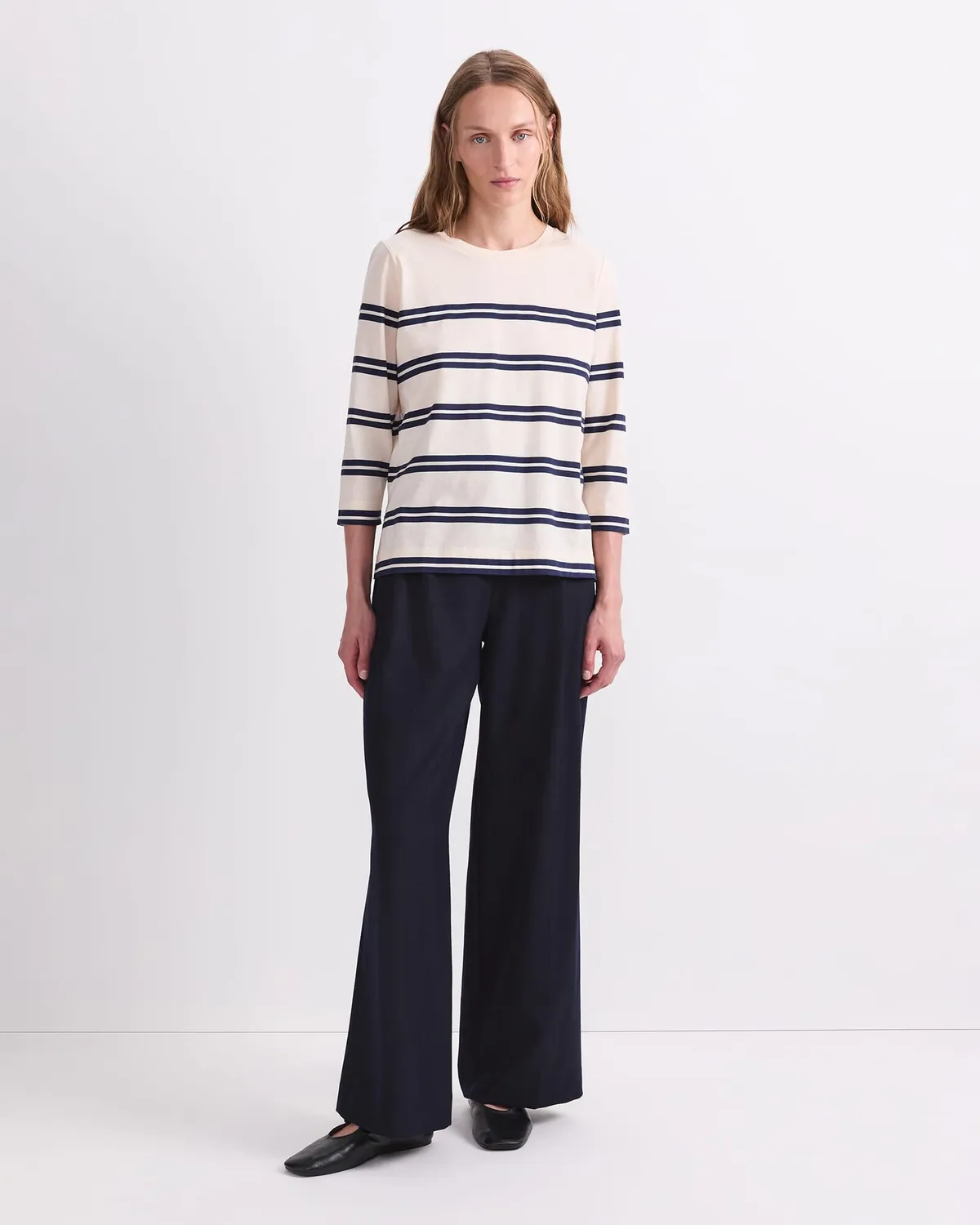 Sportscraft Stripe t-shirt coton rayé manches 3/4